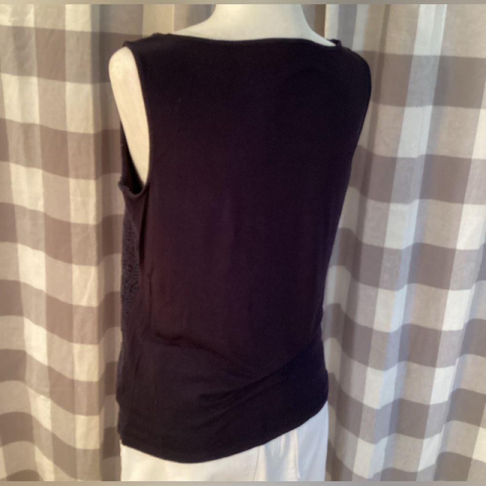 Talbots Indigo Blue Crochet Front Shell - Picture 7 of 7